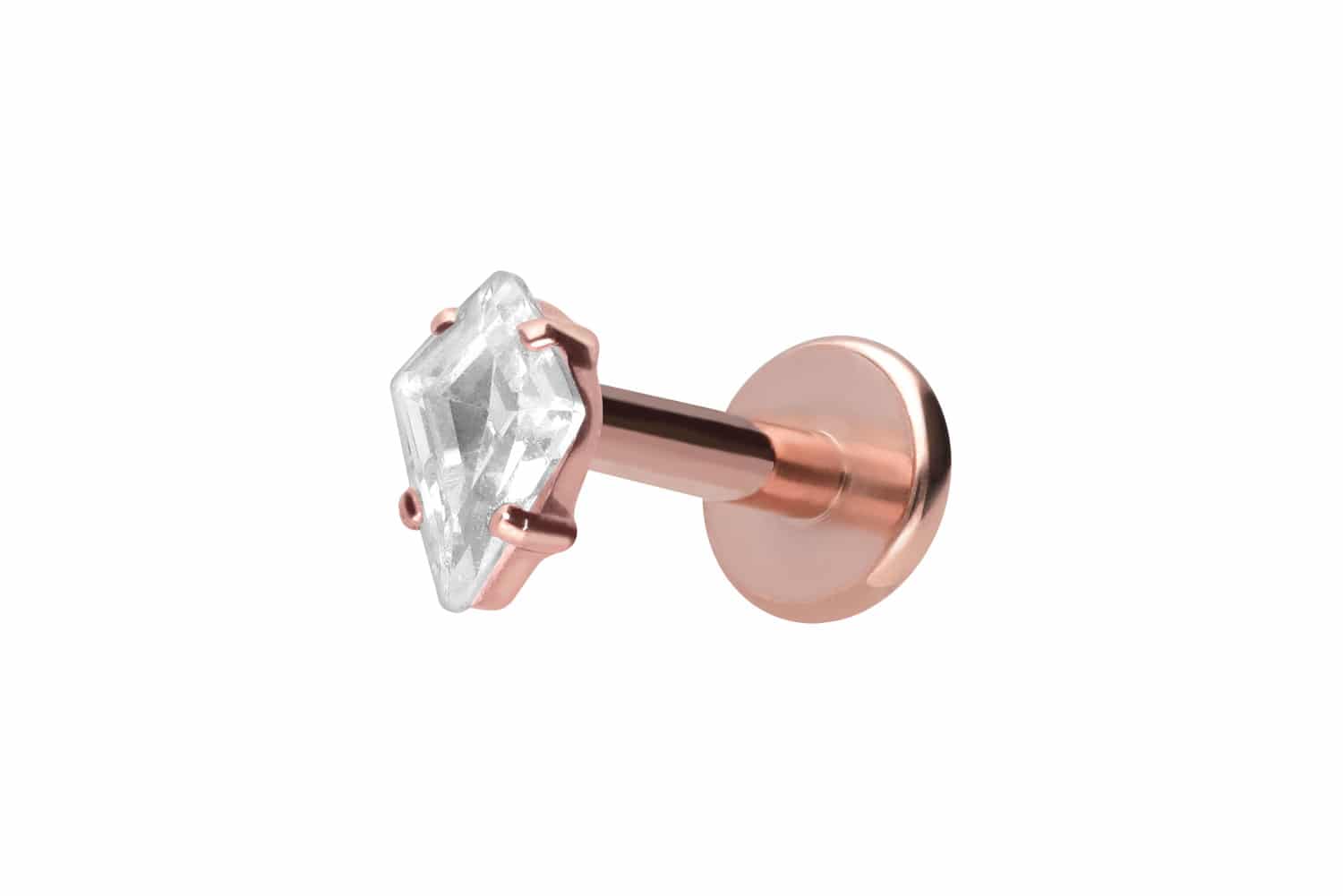Titan Labret Piercing mit Innengewinde KRISTALLRAUTE
